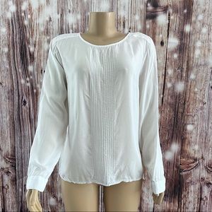 Mudo Collection White Sheer Tunic Top Women’s Size 40 Long Sleeve